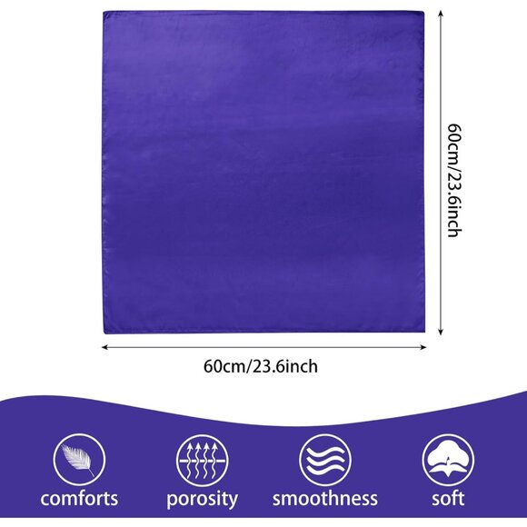 Women's Purple Silk Feeling Scarf 23.6'' Square Satin Scarf Neck Head Bandana - Picture 3 of 7